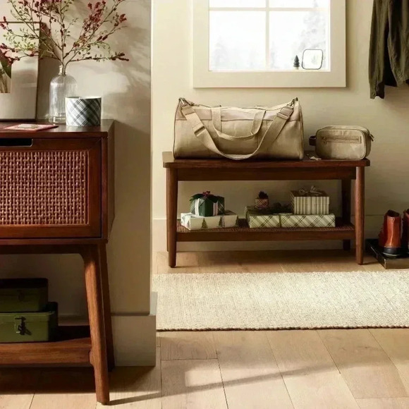 NWT HEARTH & HAND CANVAS TRAVEL DUFFEL BAG KHAKI - Picture 4 of 7